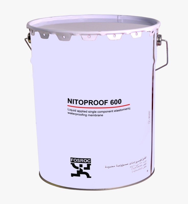 NITOPROOF 600 (20L)-Nitoproof 600 is a single component pitch modified liquid polyurethane. It cures by reaction with atmospheric moisture to form a tough elastomeric waterproof membrane. Nitoproof 60